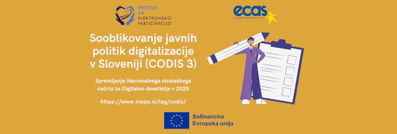 Spletna pasica projekta Sooblikovanje javnih politik digitalne preobrazbe v Sloveniji (CODIS 3)